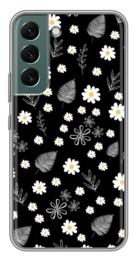 Чехол с картинкой "Ромашки на черном" для Samsung Galaxy S22 Plus