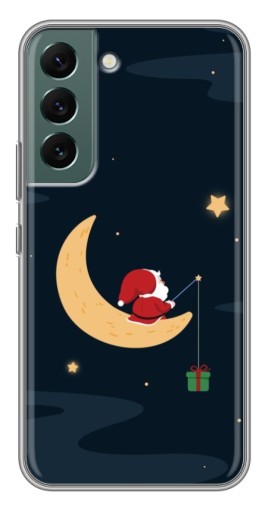 Чехол с картинкой "Санта на луне" для Samsung Galaxy S22 Plus