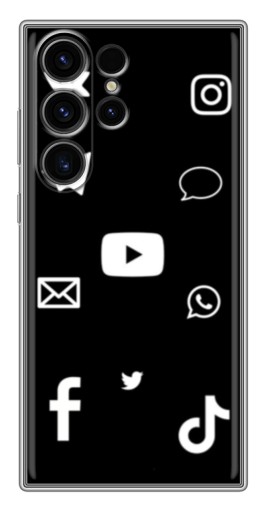 Силиконовый чехол с изображением "Белые иконки" для Samsung Galaxy S22 Ultra