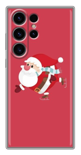 Чехол с картинкой "Дед Мороз на коньках" для Samsung Galaxy S22 Ultra