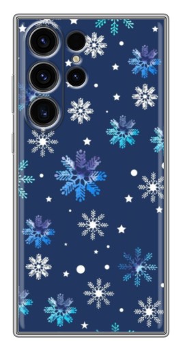Силиконовый чехол с изображением "Фон с снежинками" для Samsung Galaxy S22 Ultra