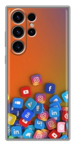 Чехол с печатью "Иконки соц сетей" для Samsung Galaxy S22 Ultra