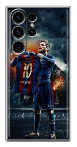 Чехол с картинкой "Месси с футболкой" для Samsung Galaxy S22 Ultra