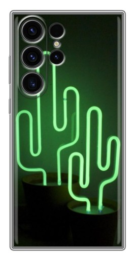Чехол с картинкой "Неоновый кактус" для Samsung Galaxy S22 Ultra
