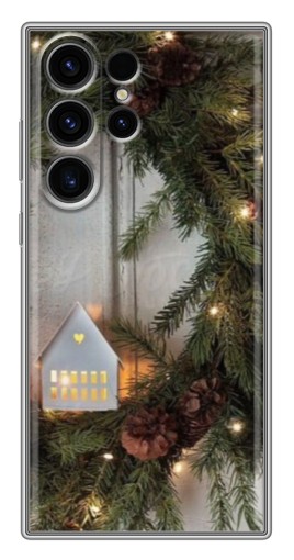 Силиконовый чехол с изображением "Новогодний венок" для Samsung Galaxy S22 Ultra