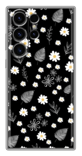 Чехол с картинкой "Ромашки на черном" для Samsung Galaxy S22 Ultra