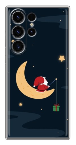 Чехол с принтом "Санта на луне" для Samsung Galaxy S22 Ultra