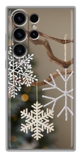 Силиконовый чехол с изображением "Снежинки на ветке" для Samsung Galaxy S22 Ultra