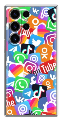 Чехол с принтом "Яркие иконки" для Samsung Galaxy S22 Ultra