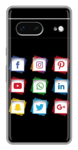 Силиконовый чехол с изображением "Иконки на черном" для Google Pixel 7