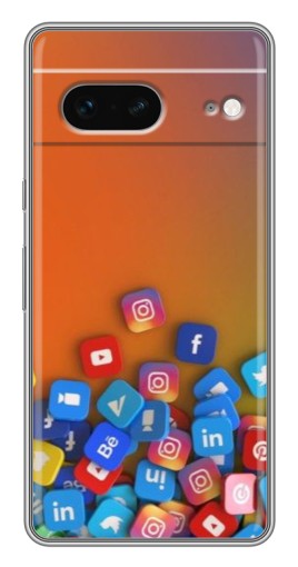 Чехол с печатью "Иконки соц сетей" для Google Pixel 7