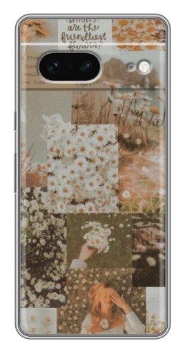 Чехол с картинкой "Коллаж ромашек " для Google Pixel 7