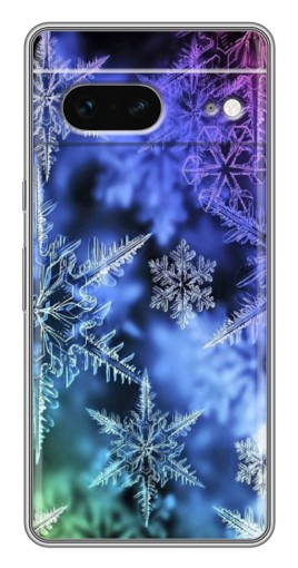 Чехол с картинкой "Разноцветные снежинки" для Google Pixel 7