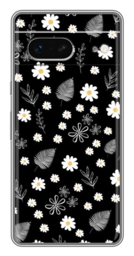 Силиконовый чехол с изображением "Ромашки на черном" для Google Pixel 7