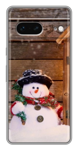Чехол с картинкой "Рождественский снеговик" для Google Pixel 7