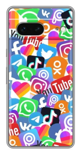 Чехол с картинкой "Яркие иконки" для Google Pixel 7