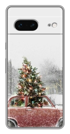 Силиконовый чехол с изображением "Елка в машине" для Google Pixel 7