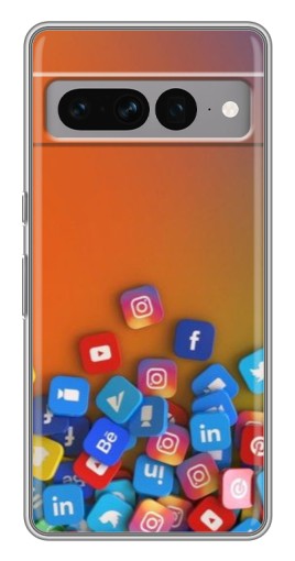 Силиконовый чехол с изображением "Иконки соц сетей" для Google Pixel 7 Pro
