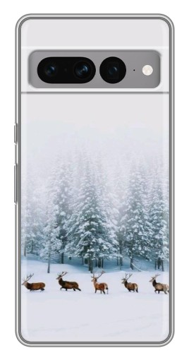 Чехол с картинкой "Олени в лесу" для Google Pixel 7 Pro