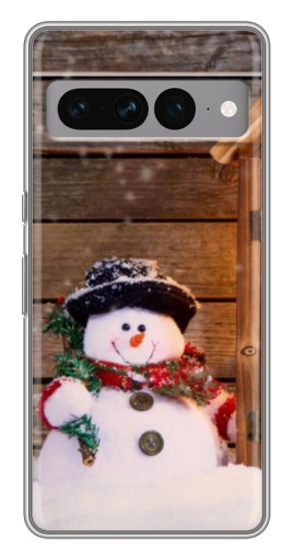 Чехол с печатью "Рождественский снеговик" для Google Pixel 7 Pro