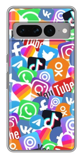 Силиконовый чехол с изображением "Яркие иконки" для Google Pixel 7 Pro