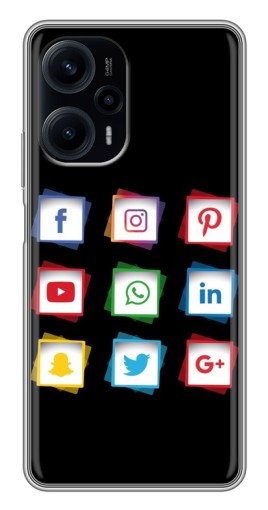 Силиконовый чехол с изображением "Иконки на черном" для Xiaomi POCO F5