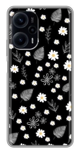 Чехол с картинкой "Ромашки на черном" для Xiaomi POCO F5