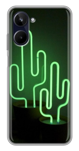 Чехол с картинкой "Неоновый кактус" для Realme 10
