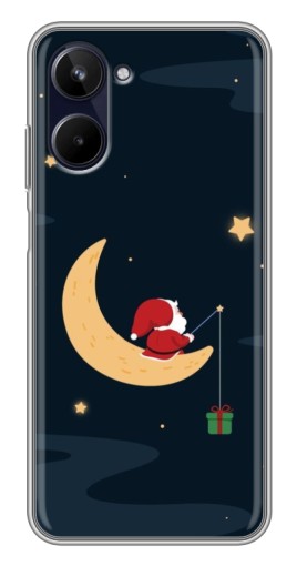 Силиконовый чехол с изображением "Санта на луне" для Realme 10
