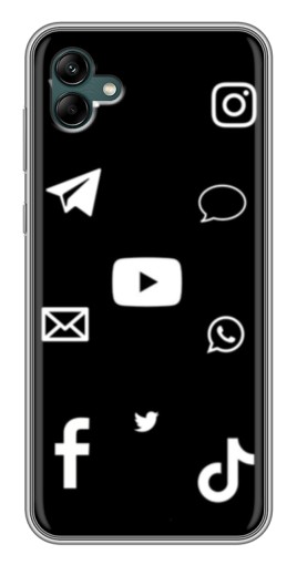 Чехол с картинкой "Белые иконки" для Samsung Galaxy A04