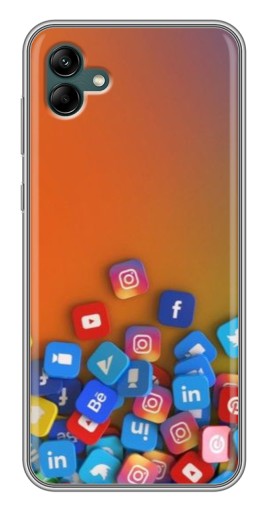 Силиконовый чехол с изображением "Иконки соц сетей" для Samsung Galaxy A04