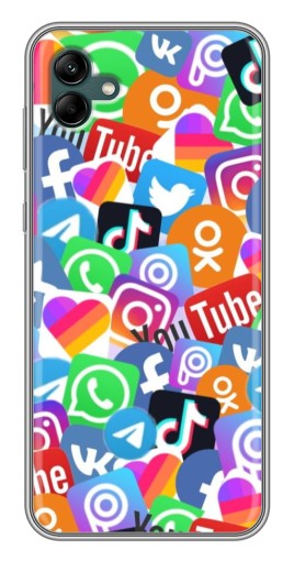 Силиконовый чехол с изображением "Яркие иконки" для Samsung Galaxy A04