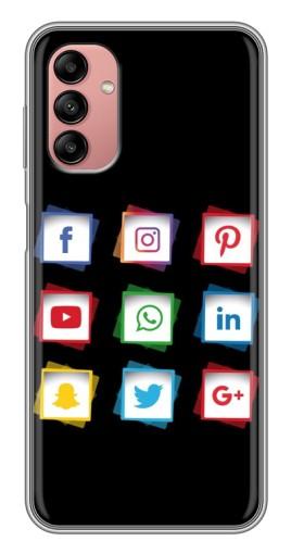 Чехол с картинкой "Иконки на черном" для Samsung Galaxy A04s