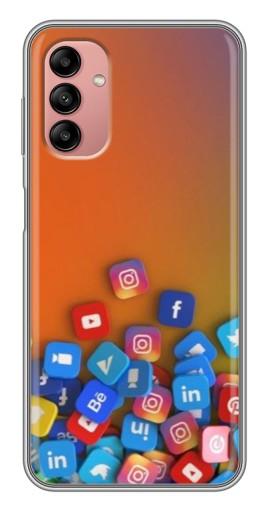 Чехол с картинкой "Иконки соц сетей" для Samsung Galaxy A04s