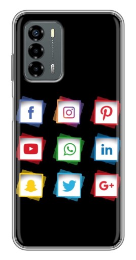 Чехол с печатью "Иконки на черном" для Blade V40 Vita