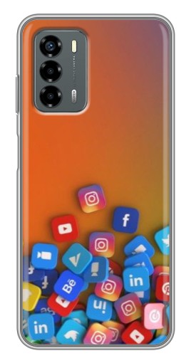 Чехол с печатью "Иконки соц сетей" для Blade V40 Vita