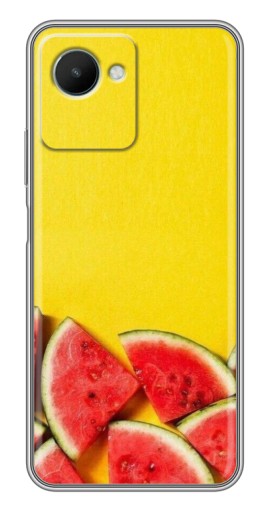 Силиконовый чехол с изображением "Арбузики на желтом" для Realme C30s