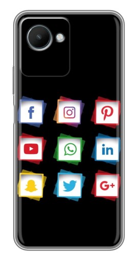 Силиконовый чехол с изображением "Иконки на черном" для Realme C30s