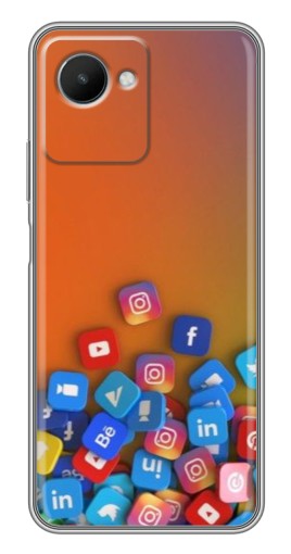 Чехол с картинкой "Иконки соц сетей" для Realme C30s