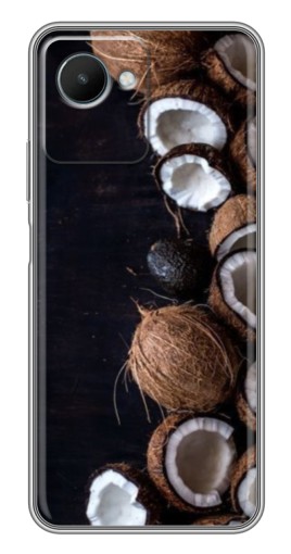 Чехол с принтом "Кокосы на черном" для Realme C30s