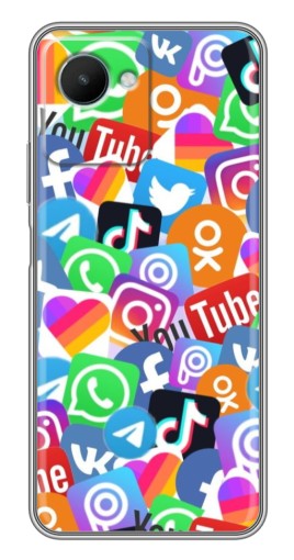 Чехол с картинкой "Яркие иконки" для Realme C30s