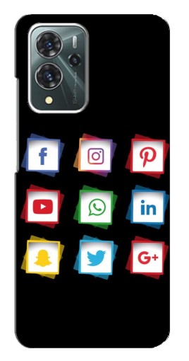 Силиконовый чехол с изображением "Иконки на черном" для ZTE Blade V40 Pro