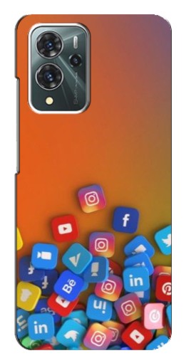 Силиконовый чехол с изображением "Иконки соц сетей" для ZTE Blade V40 Pro