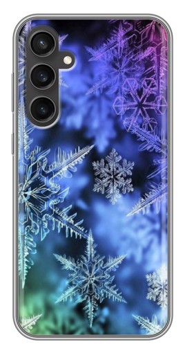 Чехол с картинкой "Разноцветные снежинки" для Samsung Galaxy S23 FE