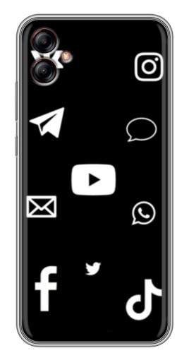 Силиконовый чехол с изображением "Белые иконки" для Samsung Galaxy A04e (A042)
