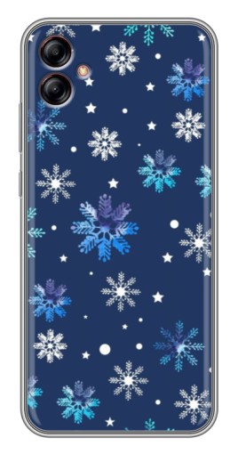 Силиконовый чехол с изображением "Фон с снежинками" для Samsung Galaxy A04e (A042)