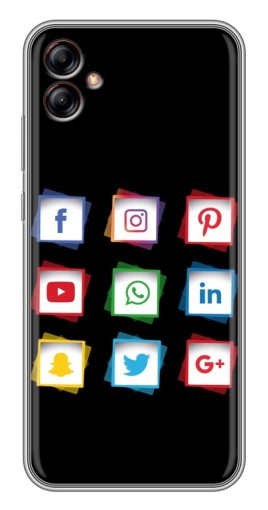 Чехол с картинкой "Иконки на черном" для Samsung Galaxy A04e (A042)