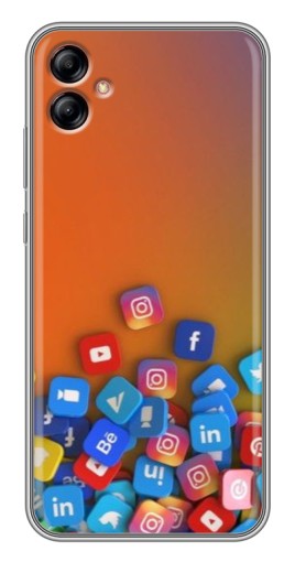 Чехол с печатью "Иконки соц сетей" для Samsung Galaxy A04e (A042)
