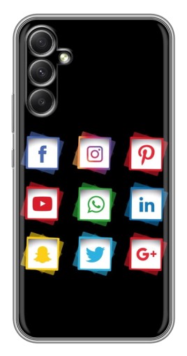 Чехол с печатью "Иконки на черном" для Samsung Galaxy A34