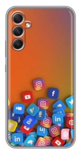 Силиконовый чехол с изображением "Иконки соц сетей" для Samsung Galaxy A34